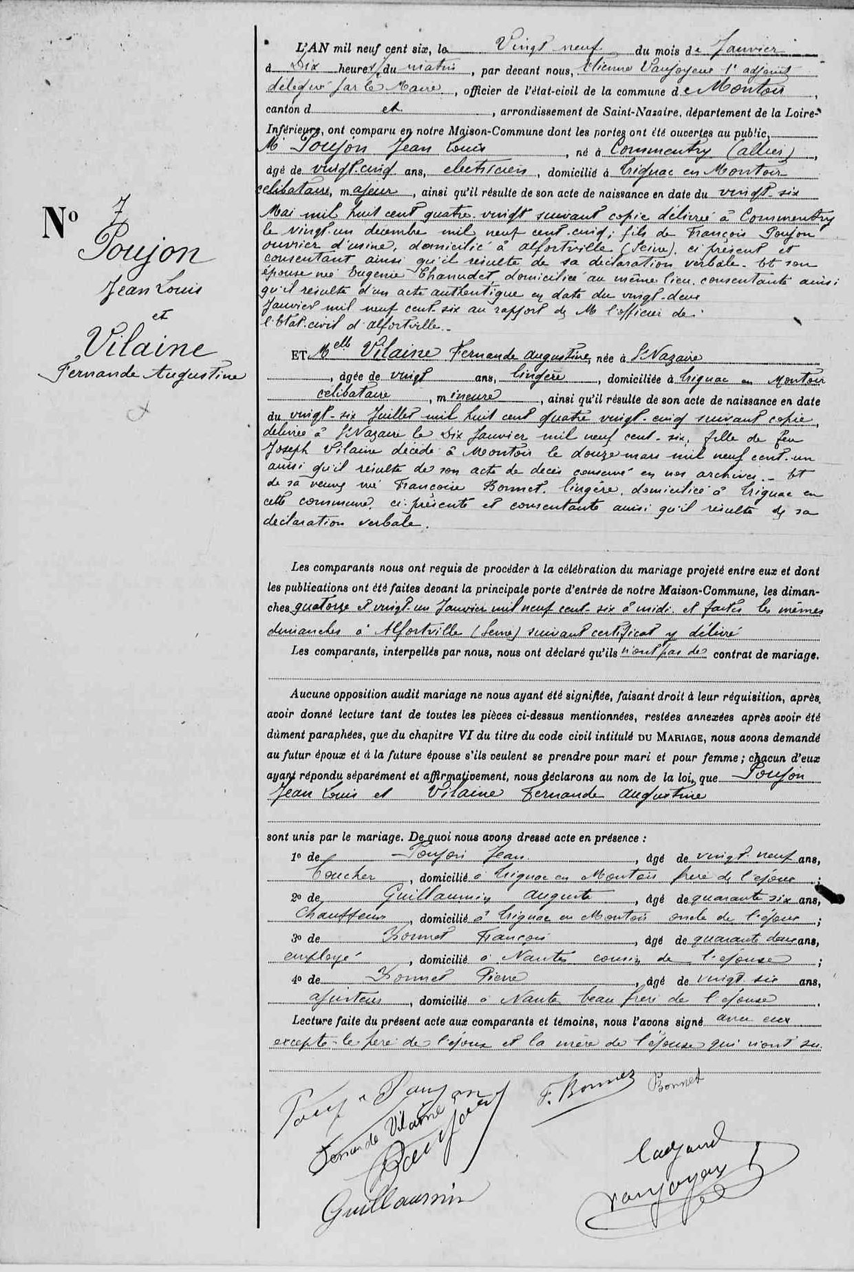 Mariage Poujon Jean Louis - Vilaine Fernande Augustine.jpg